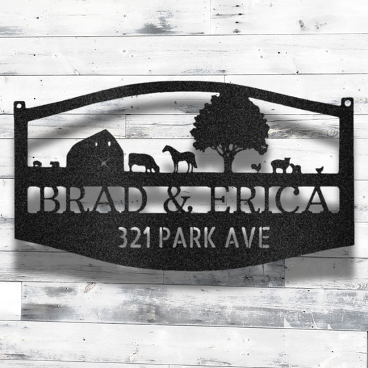 Farm Scene Monogram - Steel Sign