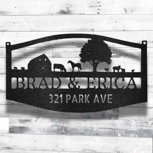 Farm Scene Monogram - Steel Sign
