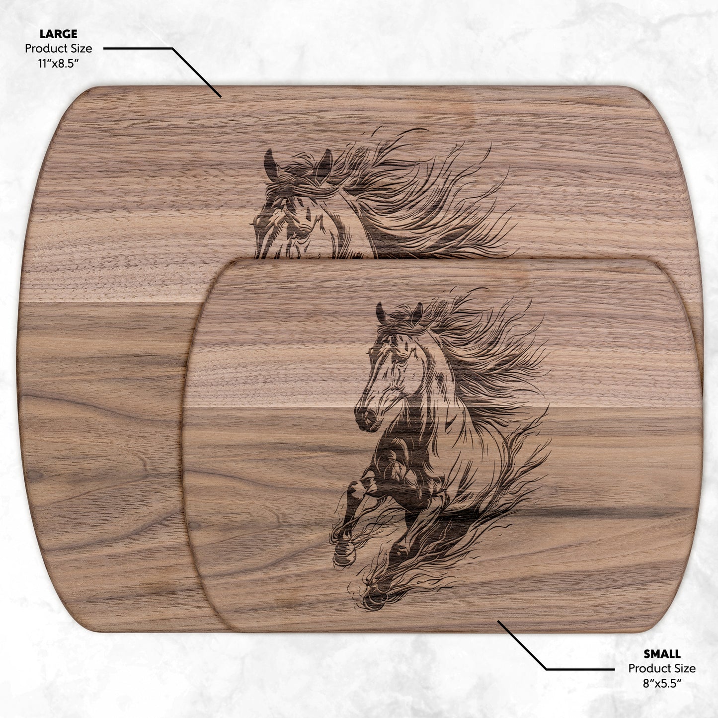 Horse inspired Oval Hardwood Cutting Boards