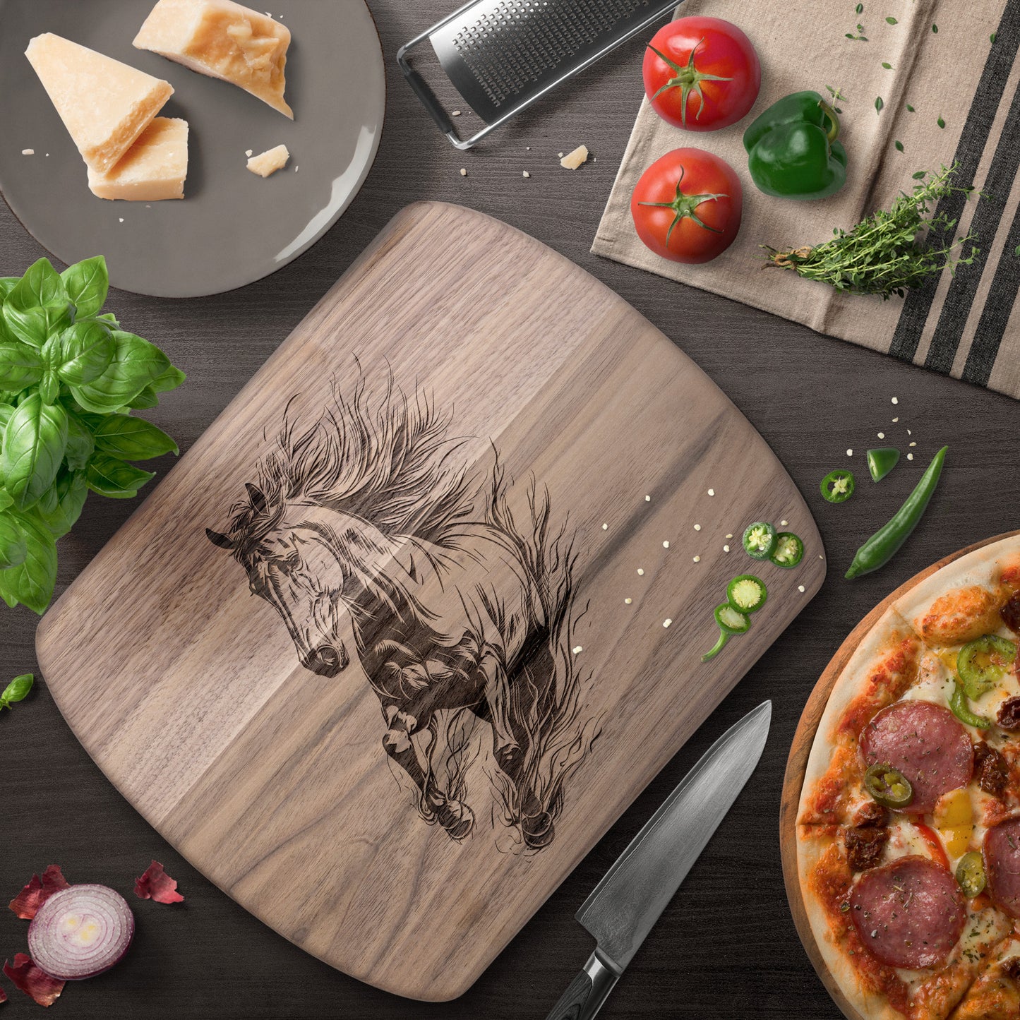 Horse inspired Oval Hardwood Cutting Boards