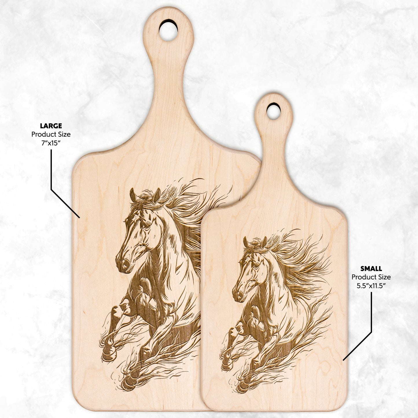 Horse-Themed Paddle Hardwood Cutting Boards