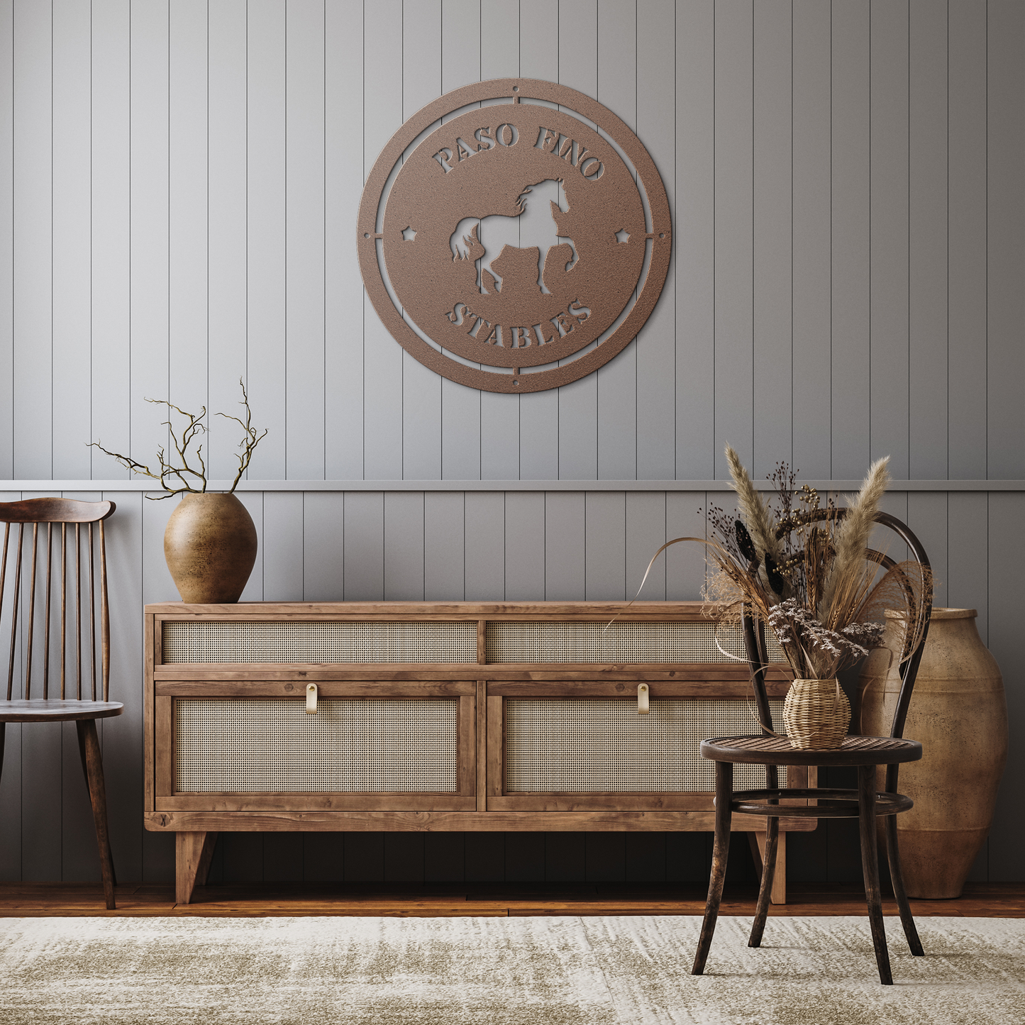 Timeless_Elegance_Horse_Circle_Sign___Copper_Rustic_Hallway_Mockup.png