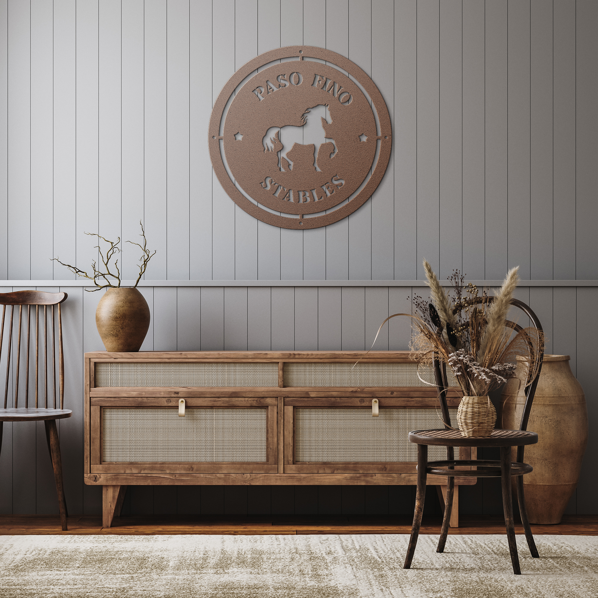 Timeless_Elegance_Horse_Circle_Sign___Copper_Rustic_Hallway_Mockup.png