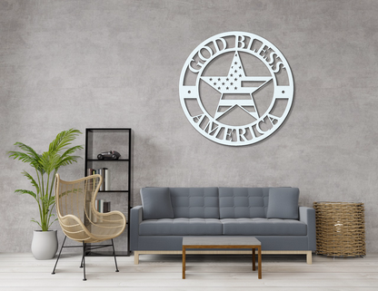 God Bless America Metal Sign – Patriotic Wall Art