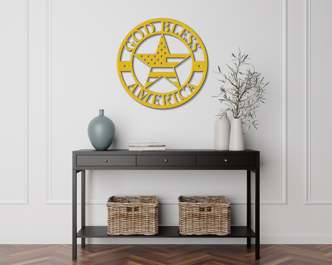 God Bless America Metal Sign – Patriotic Wall Art