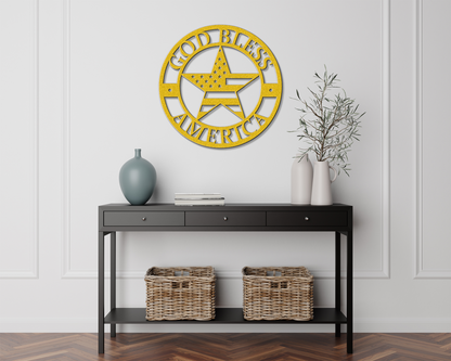 God Bless America Metal Sign – Patriotic Wall Art
