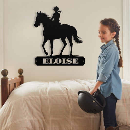 Ride on - personalized dressage metal sign