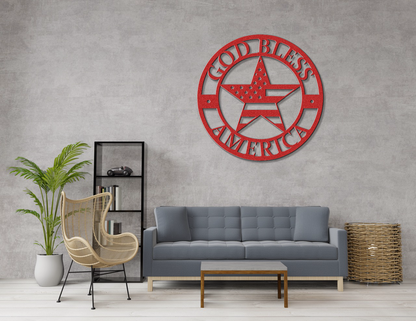 God Bless America Metal Sign – Patriotic Wall Art