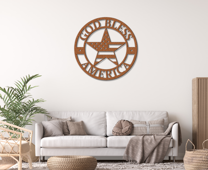 God Bless America Metal Sign – Patriotic Wall Art