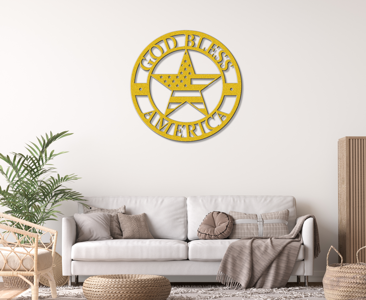 God Bless America Metal Sign – Patriotic Wall Art